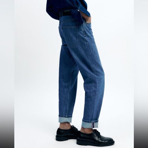 Zara Z1975 selvedge belted relaxed fit jeans size 4 - Picture 3 of 9